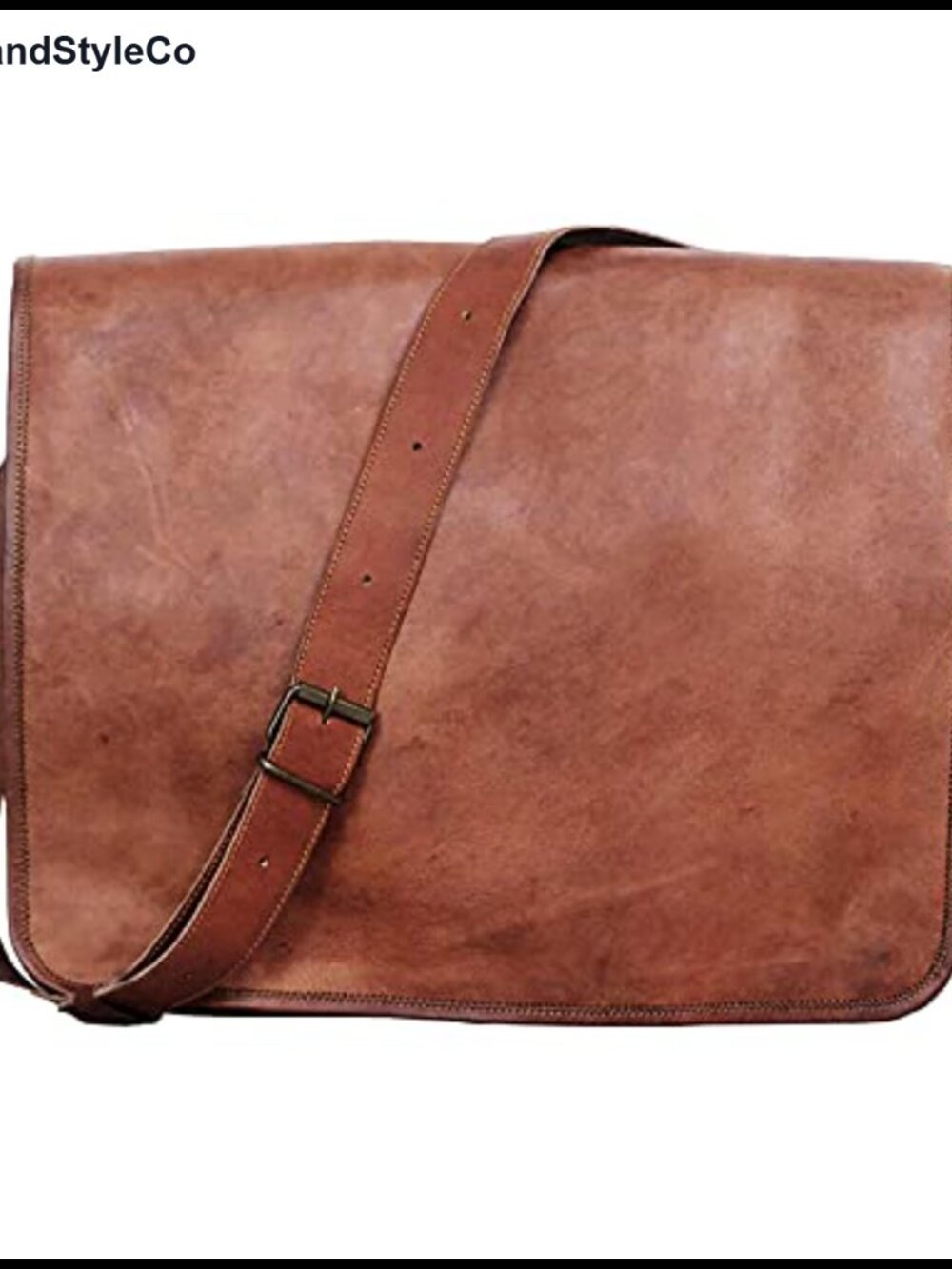 Full Grain Leather Laptop Messenger Bag Satchel Fits 15.5 in - Handcrafted